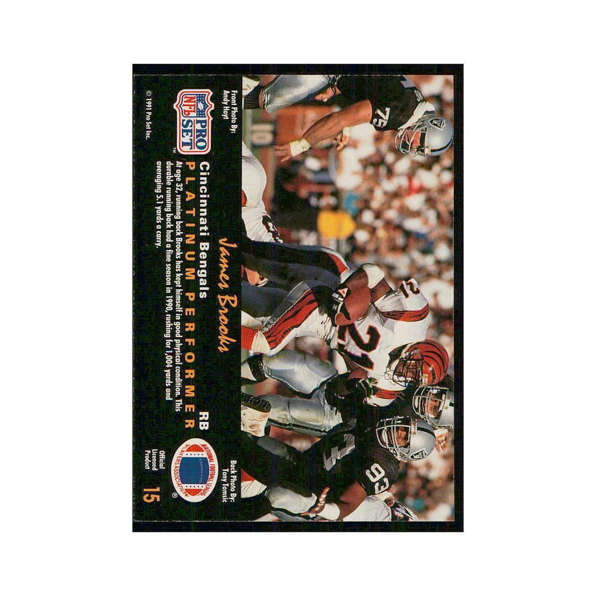 1991 Pro Set Platinum James Brooks Bengals #15