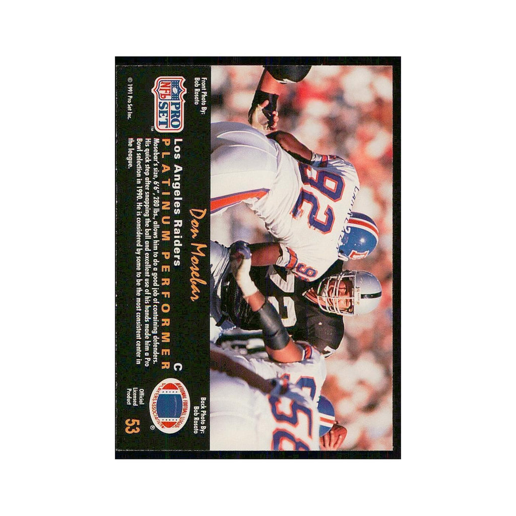 1991 Pro Set Platinum Don Mosebar Los Angeles Raiders #53