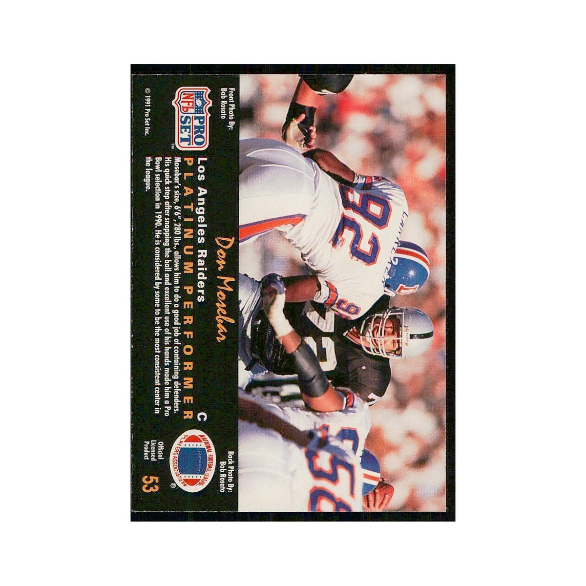 1991 Pro Set Platinum Don Mosebar Los Angeles Raiders #53