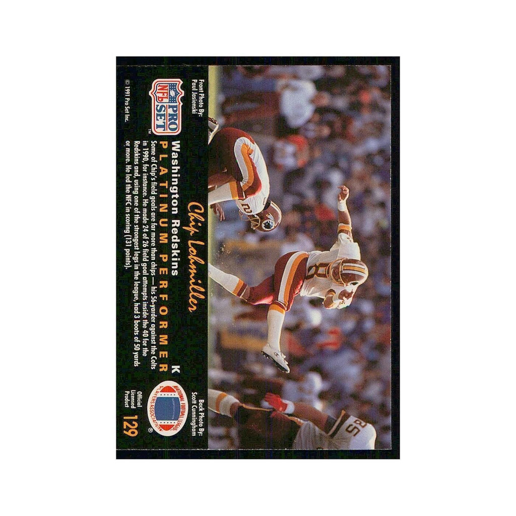 1991 Pro Set Platinum Chip Lohmiller Redskins #129