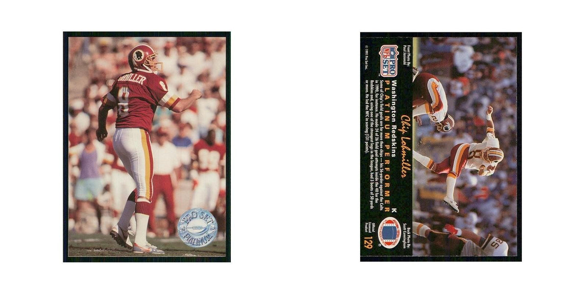 1991 Pro Set Platinum Chip Lohmiller Redskins #129