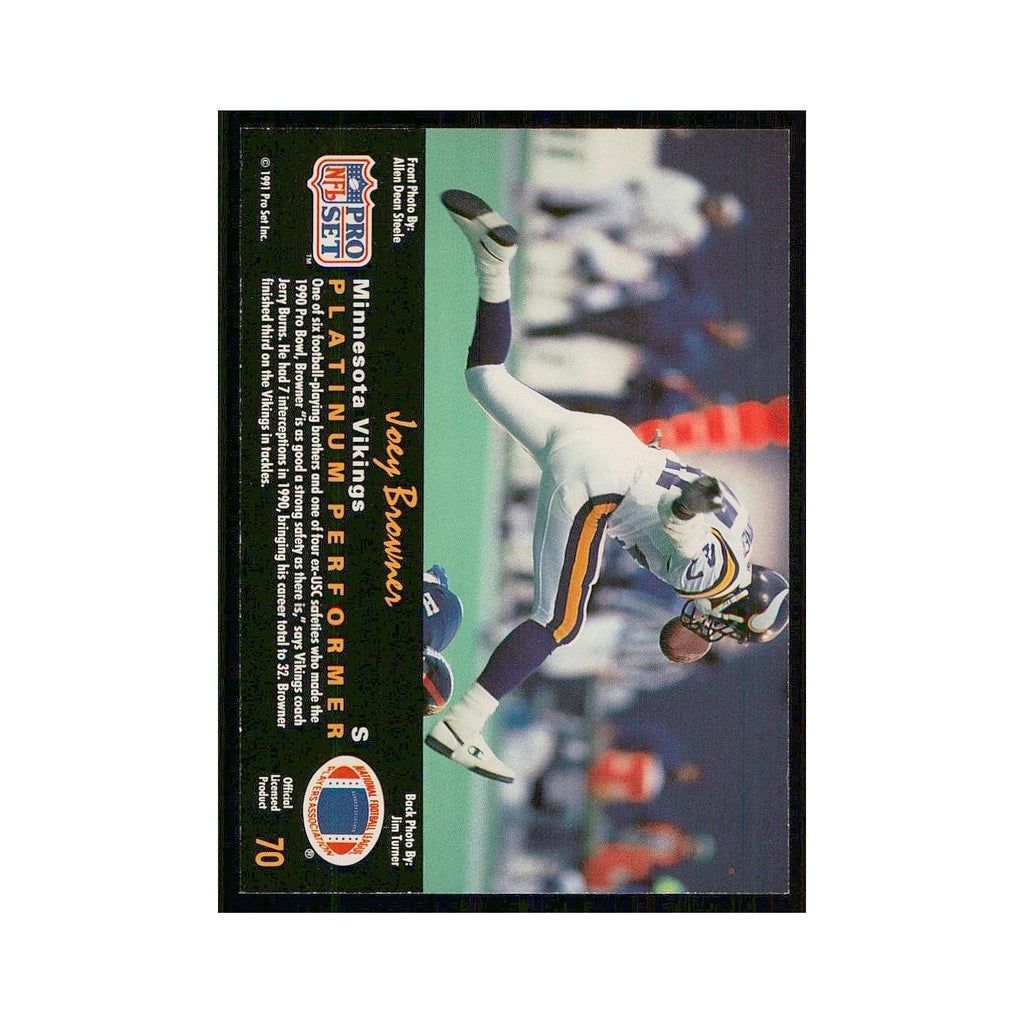1991 Pro Set Platinum Joey Browner Vikings #70
