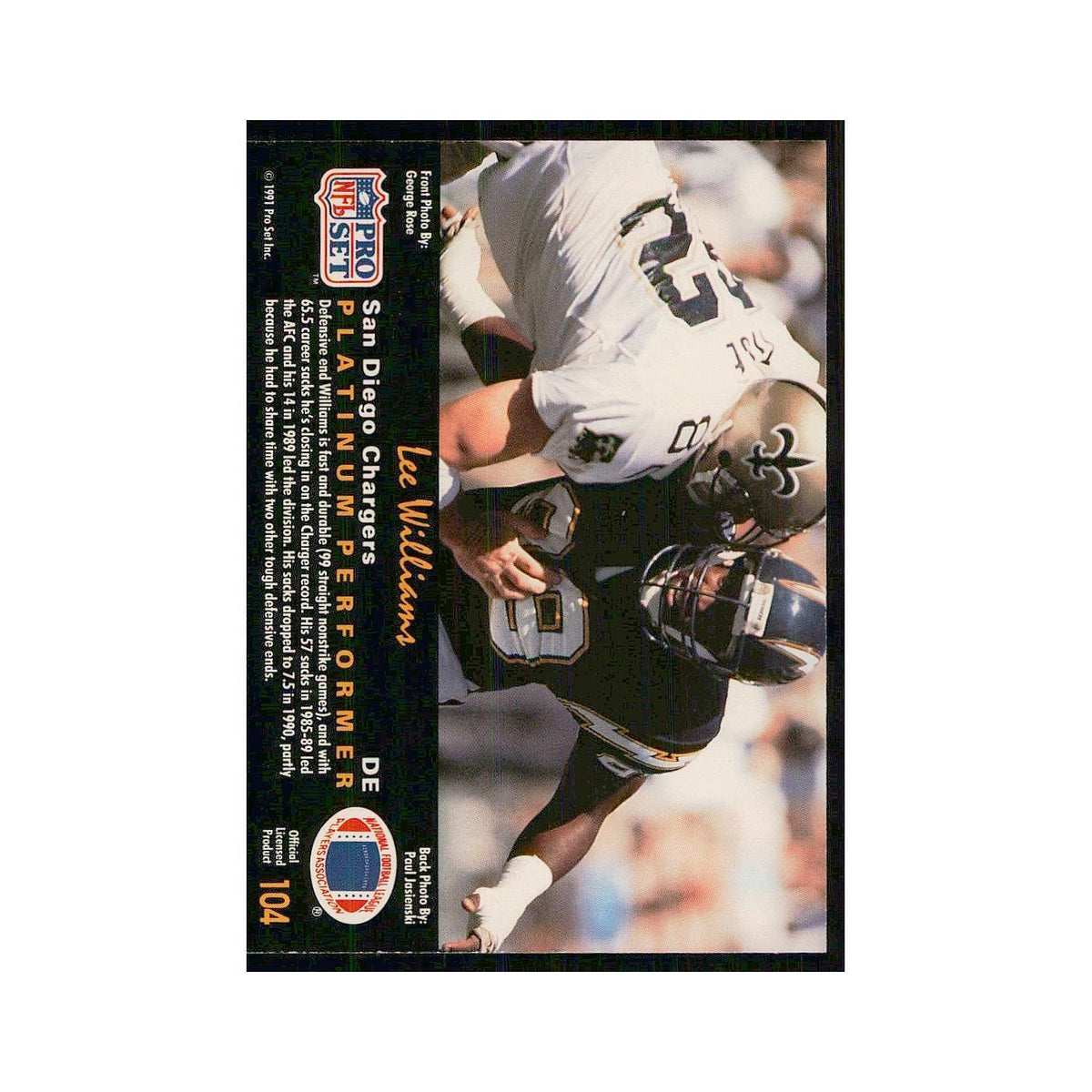 1991 Pro Set Platinum Lee Williams San Diego Chargers #104