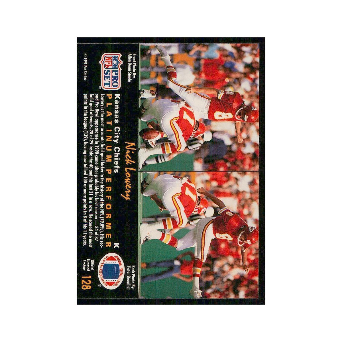 1991 Pro Set Platinum Nick Lowery Chiefs #128