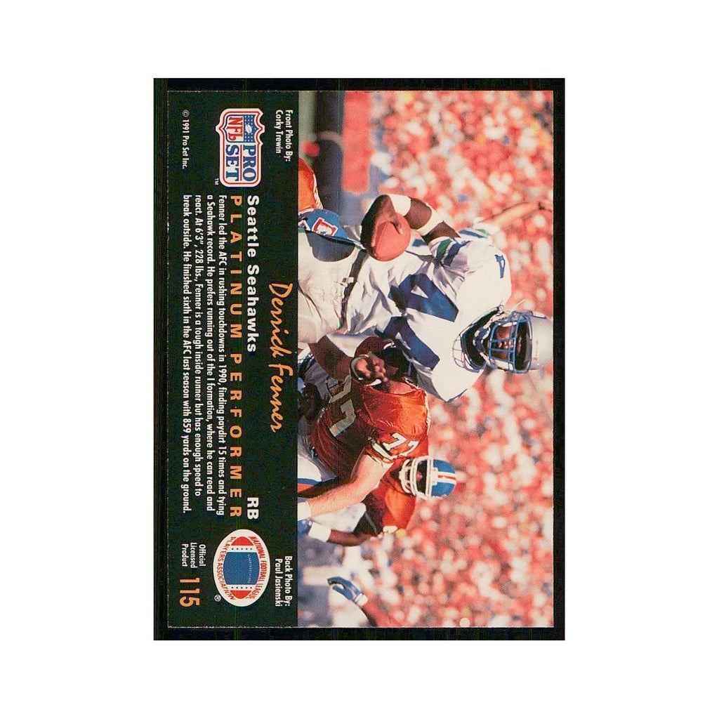 1991 Pro Set Platinum Derrick Fenner Seahawks #115