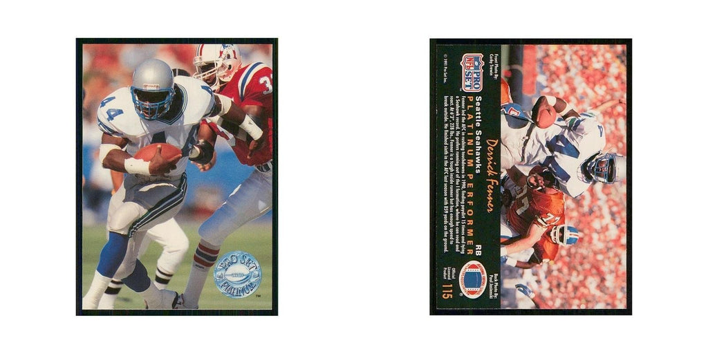 1991 Pro Set Platinum Derrick Fenner Seahawks #115