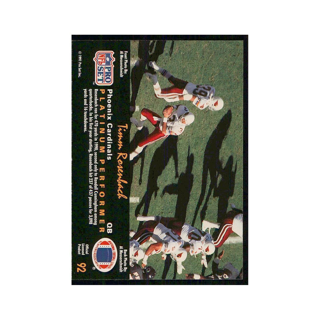 1991 Pro Set Platinum Timm Rosenbach Phoenix Cardinals #92