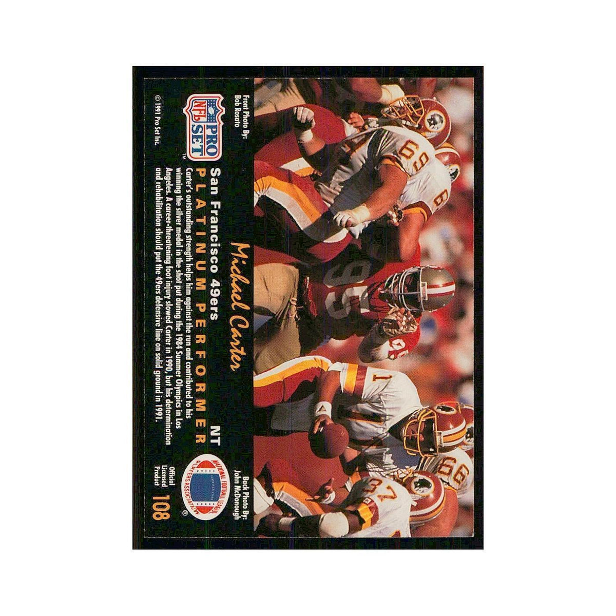 1991 Pro Set Platinum Michael Carter 49ers #108