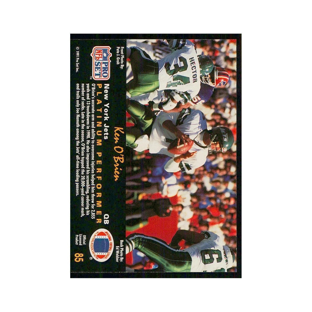 1991 Pro Set Platinum Ken O'Brien Jets #85