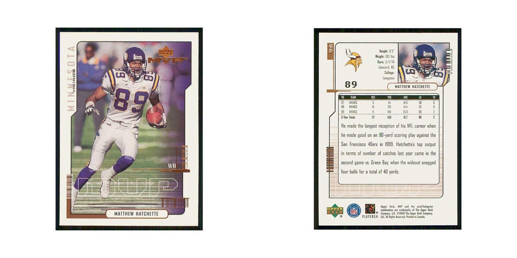 2000 Upper Deck MVP Matthew Hatchette Vikings #96