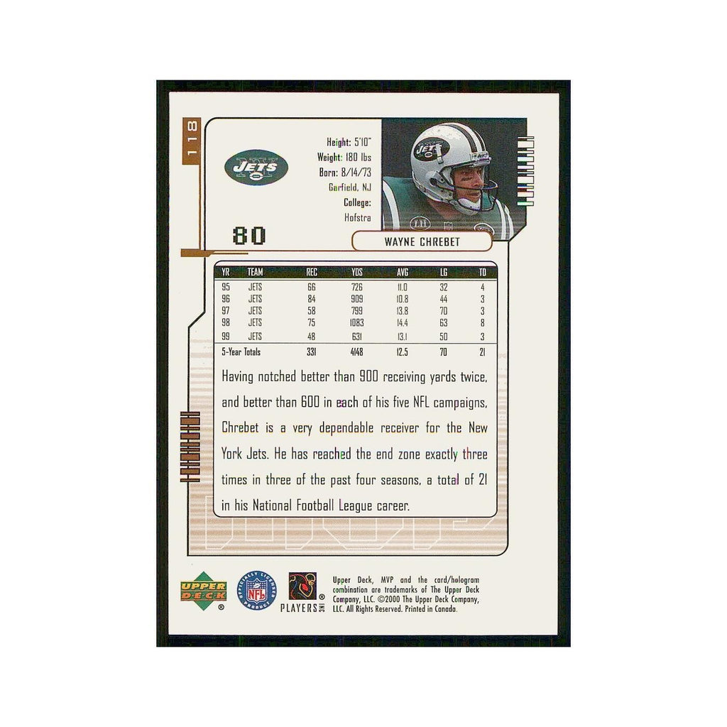 2000 Upper Deck MVP Wayne Chrebet Jets #118