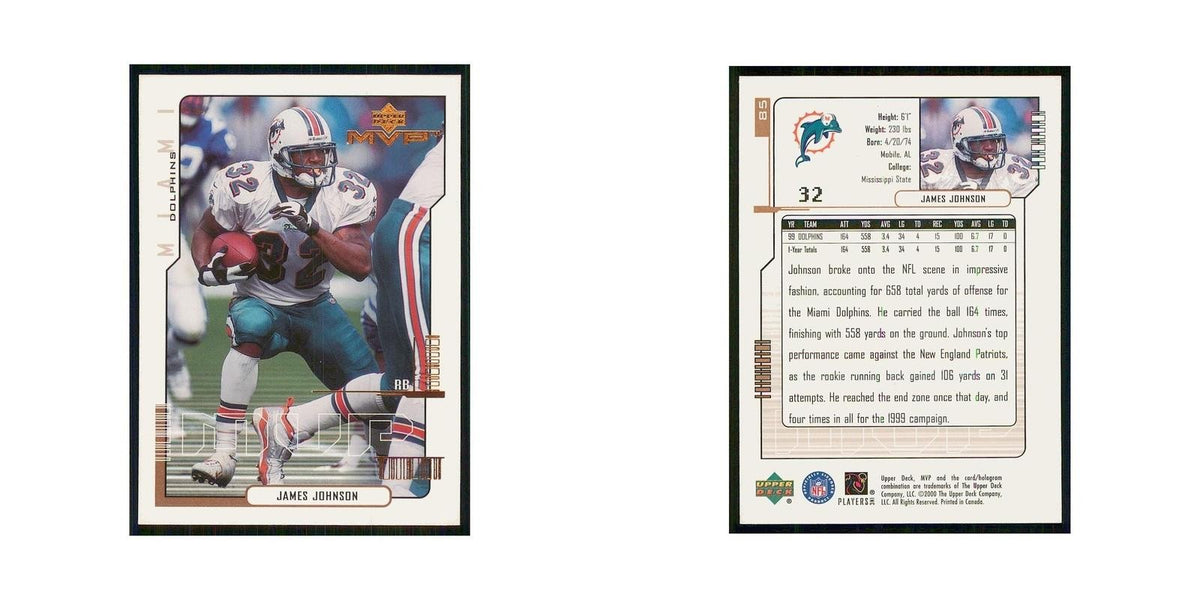 2000 Upper Deck MVP James Johnson Dolphins #85