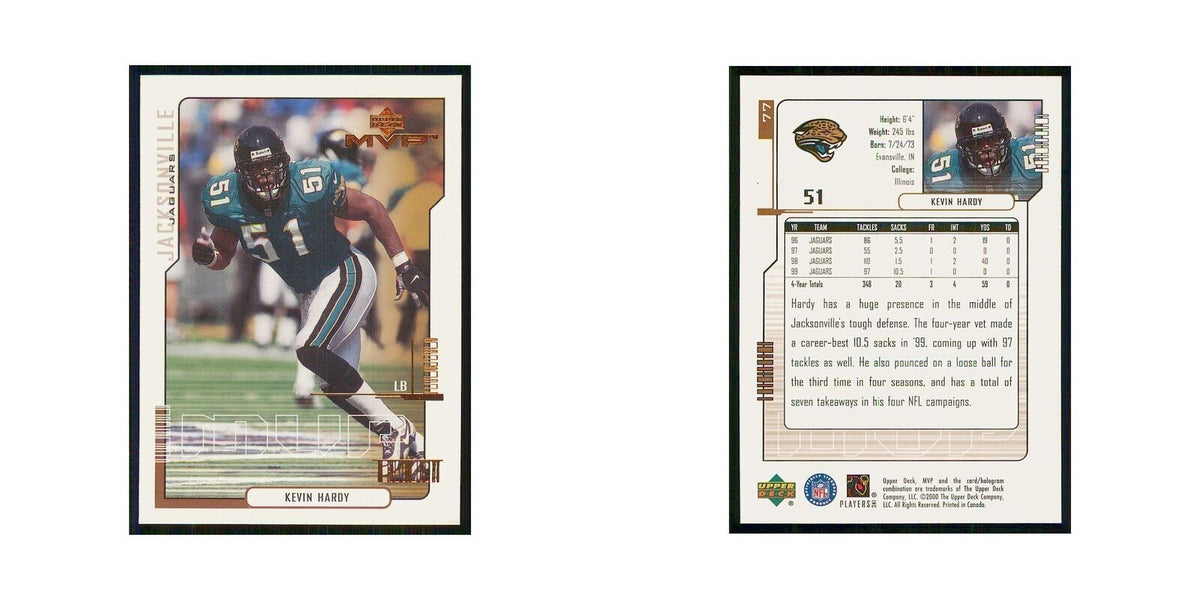 2000 Upper Deck MVP Kevin Hardy Jaguars #77