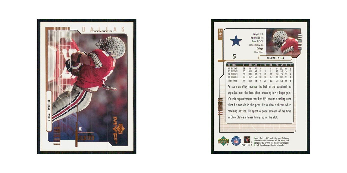 2000 Upper Deck MVP Michael Wiley RC Cowboys #197