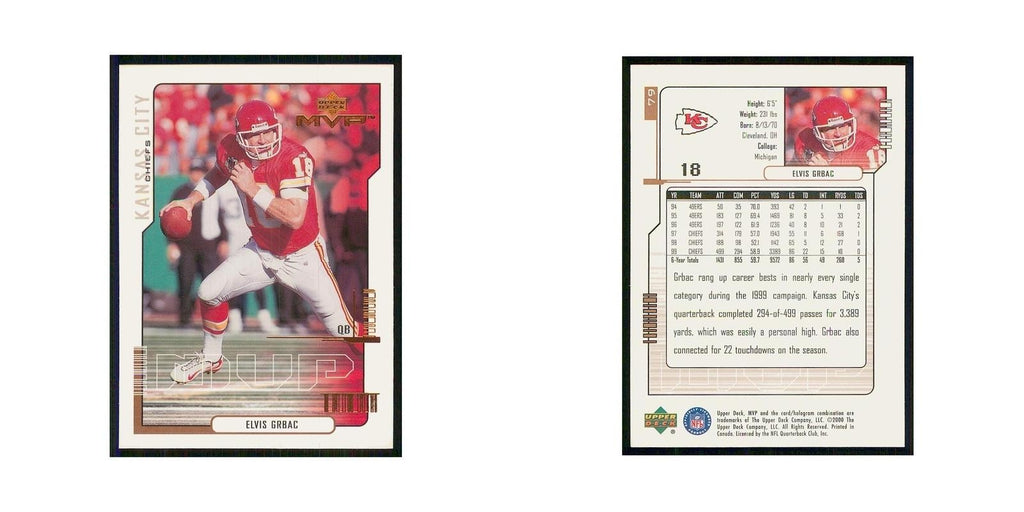 2000 Upper Deck MVP Elvis Grbac Chiefs #79