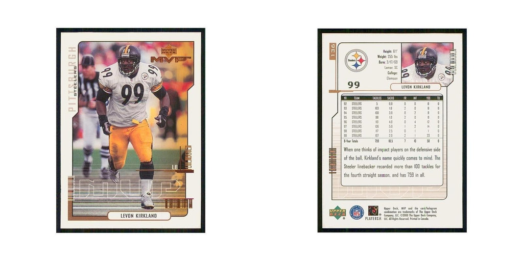 2000 Upper Deck MVP Levon Kirkland Steelers #136