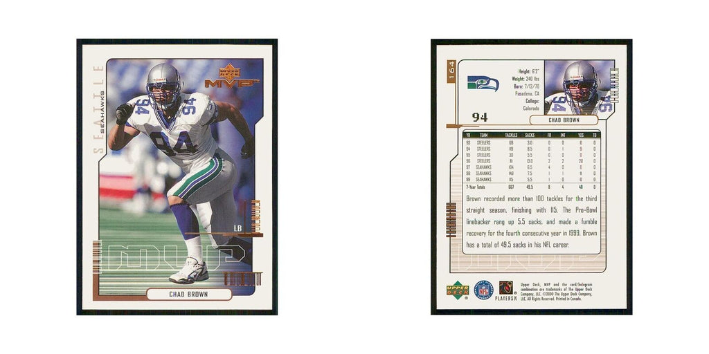 2000 Upper Deck MVP Chad Brown Seahawks #164
