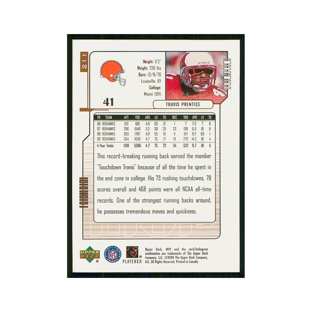 2000 Upper Deck MVP Travis Prentice RC Browns #211