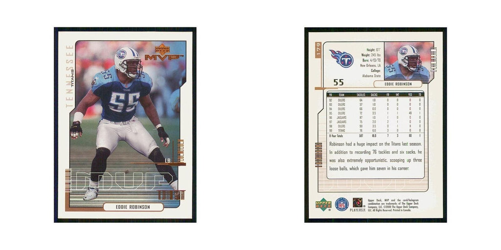 2000 Upper Deck MVP Eddie Robinson Titans #179