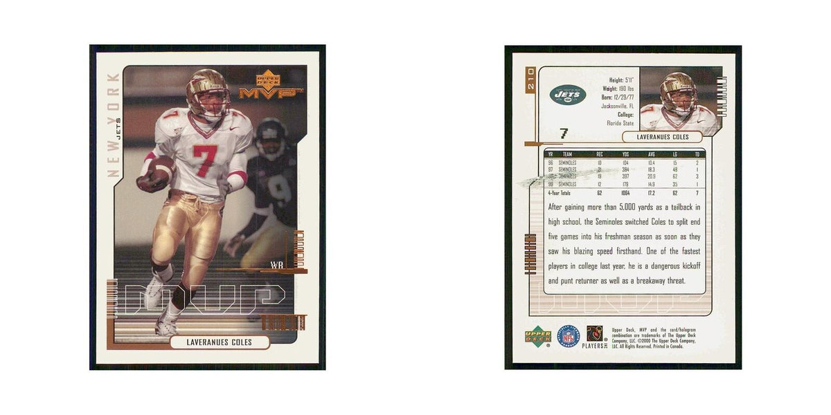 2000 Upper Deck MVP Laveranues Coles RC Jets #210