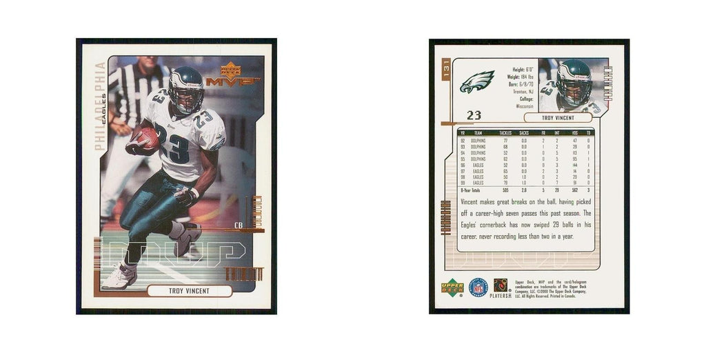 2000 Upper Deck MVP Troy Vincent Eagles #131