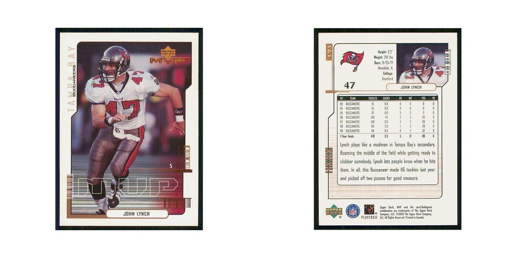 2000 Upper Deck MVP John Lynch Buccaneers #171
