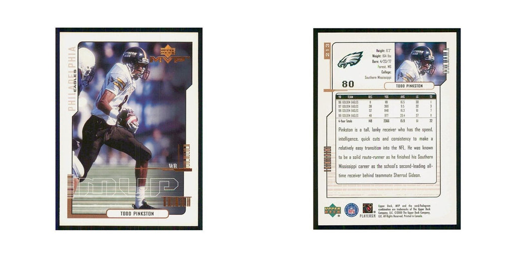 2000 Upper Deck MVP Todd Pinkston RC Eagles #213