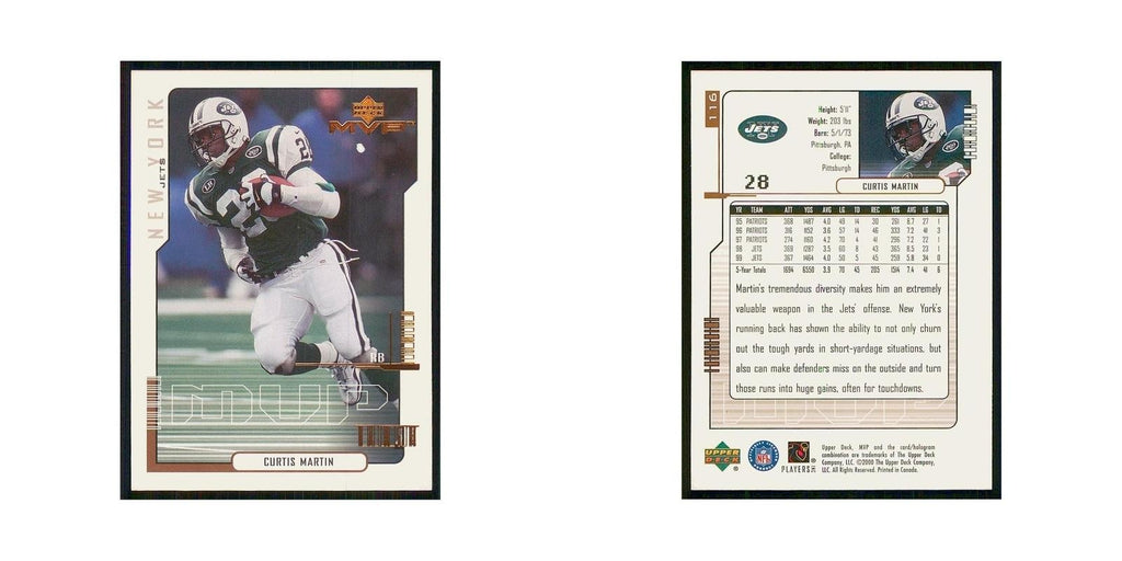 2000 Upper Deck MVP Curtis Martin Jets #116