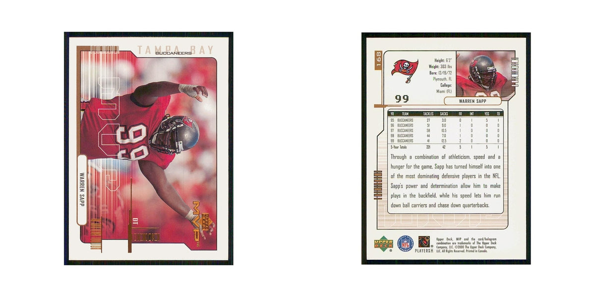2000 Upper Deck MVP Warren Sapp Buccaneers #168