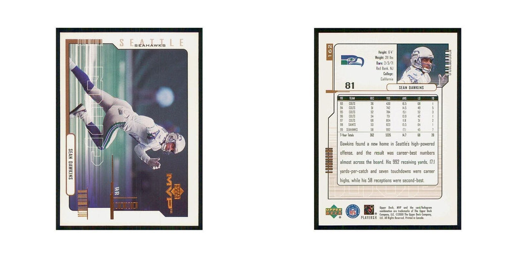 2000 Upper Deck MVP Sean Dawkins Seahawks #162
