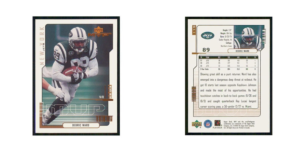 2000 Upper Deck MVP Dedric Ward Jets #119