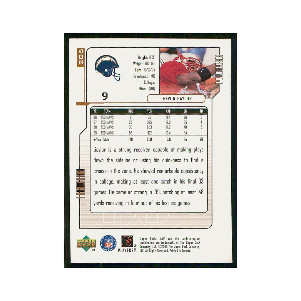 2000 Upper Deck MVP Trevor Gaylor RC San Diego Chargers #9