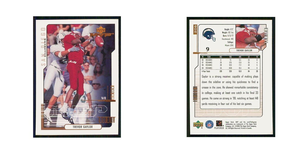 2000 Upper Deck MVP Trevor Gaylor RC San Diego Chargers #9