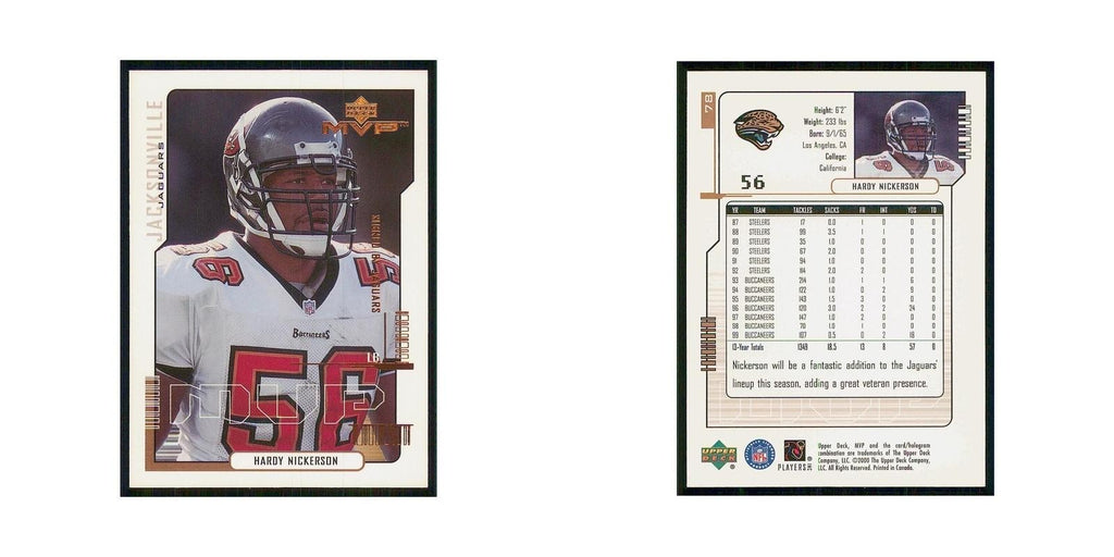 2000 Upper Deck MVP Hardy Nickerson Buccaneers #78