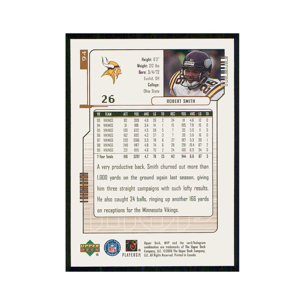 2000 Upper Deck MVP Robert Smith Vikings #94