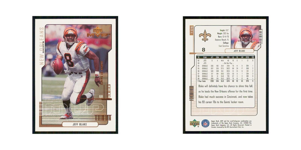 2000 Upper Deck MVP Jeff Blake Saints #106