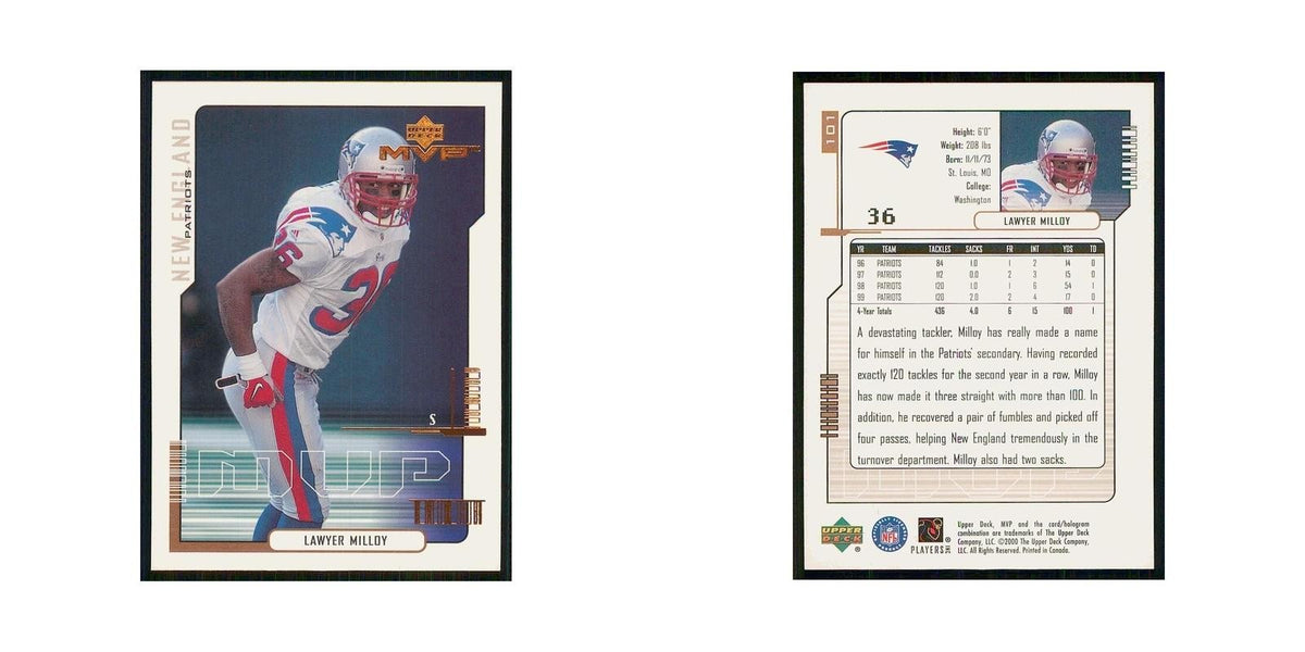 2000 Upper Deck MVP Lawyer Milloy Patriots #101