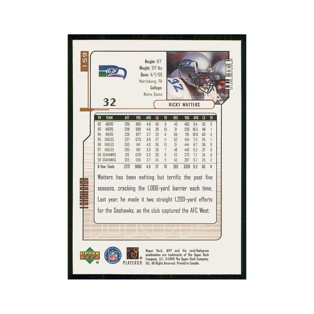 2000 Upper Deck MVP Ricky Watters Seahawks #159