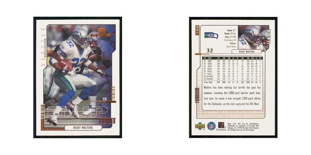 2000 Upper Deck MVP Ricky Watters Seahawks #159