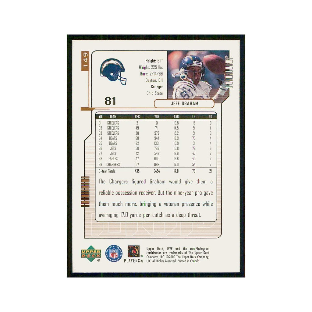 2000 Upper Deck MVP Jeff Graham San Diego Chargers #149