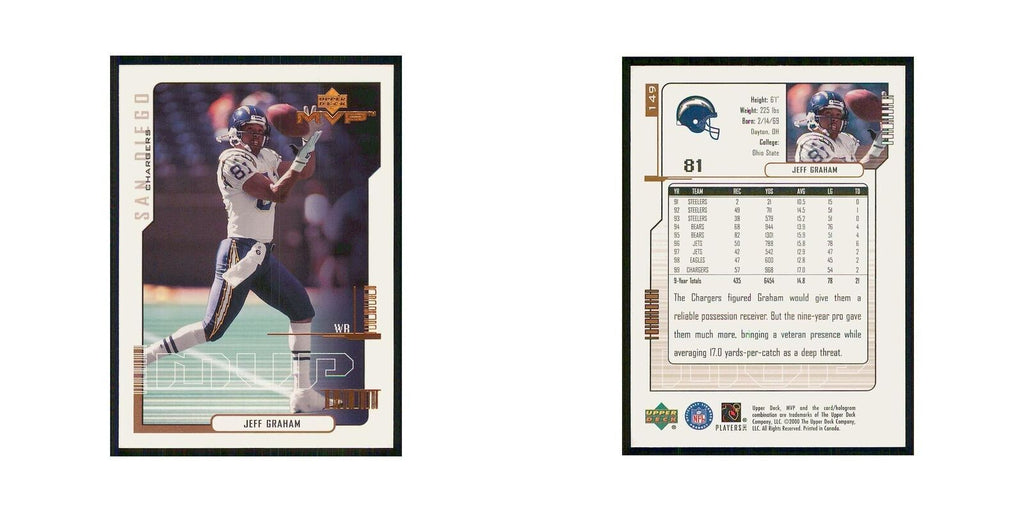 2000 Upper Deck MVP Jeff Graham San Diego Chargers #149
