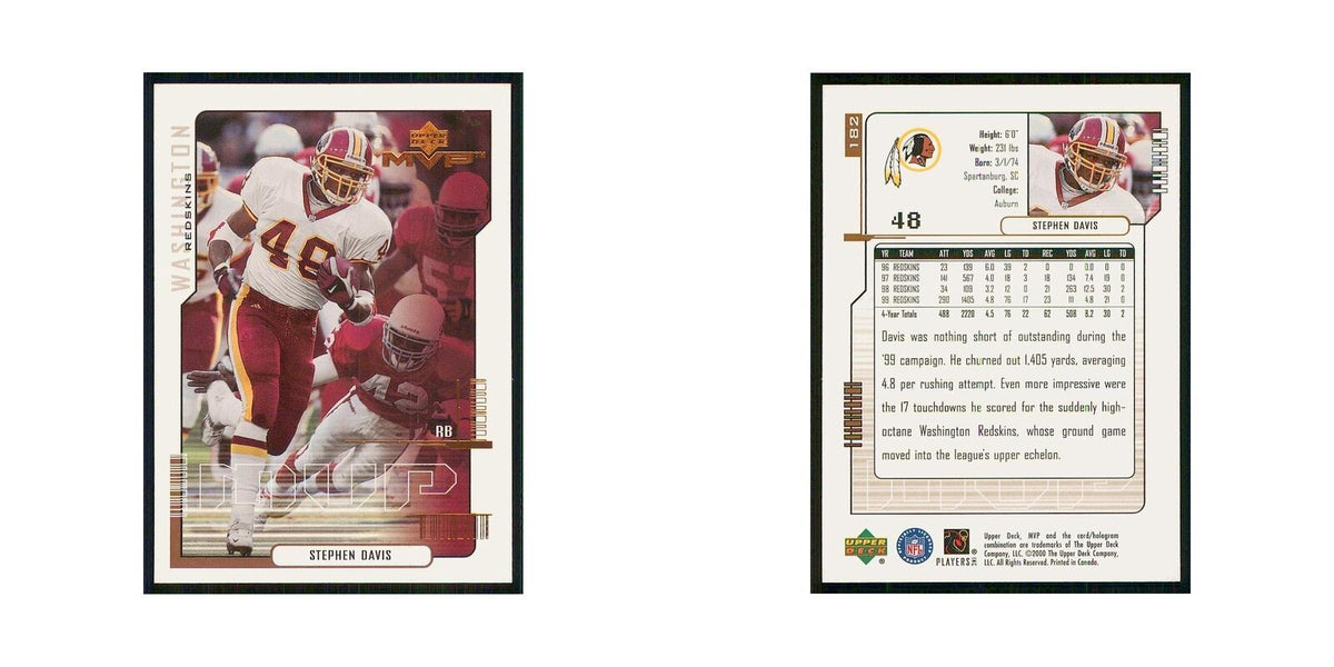2000 Upper Deck MVP Stephen Davis Redskins #182