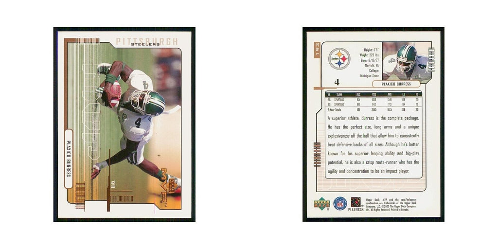 2000 Upper Deck MVP Plaxico Burress RC Michigan State Spartans #193