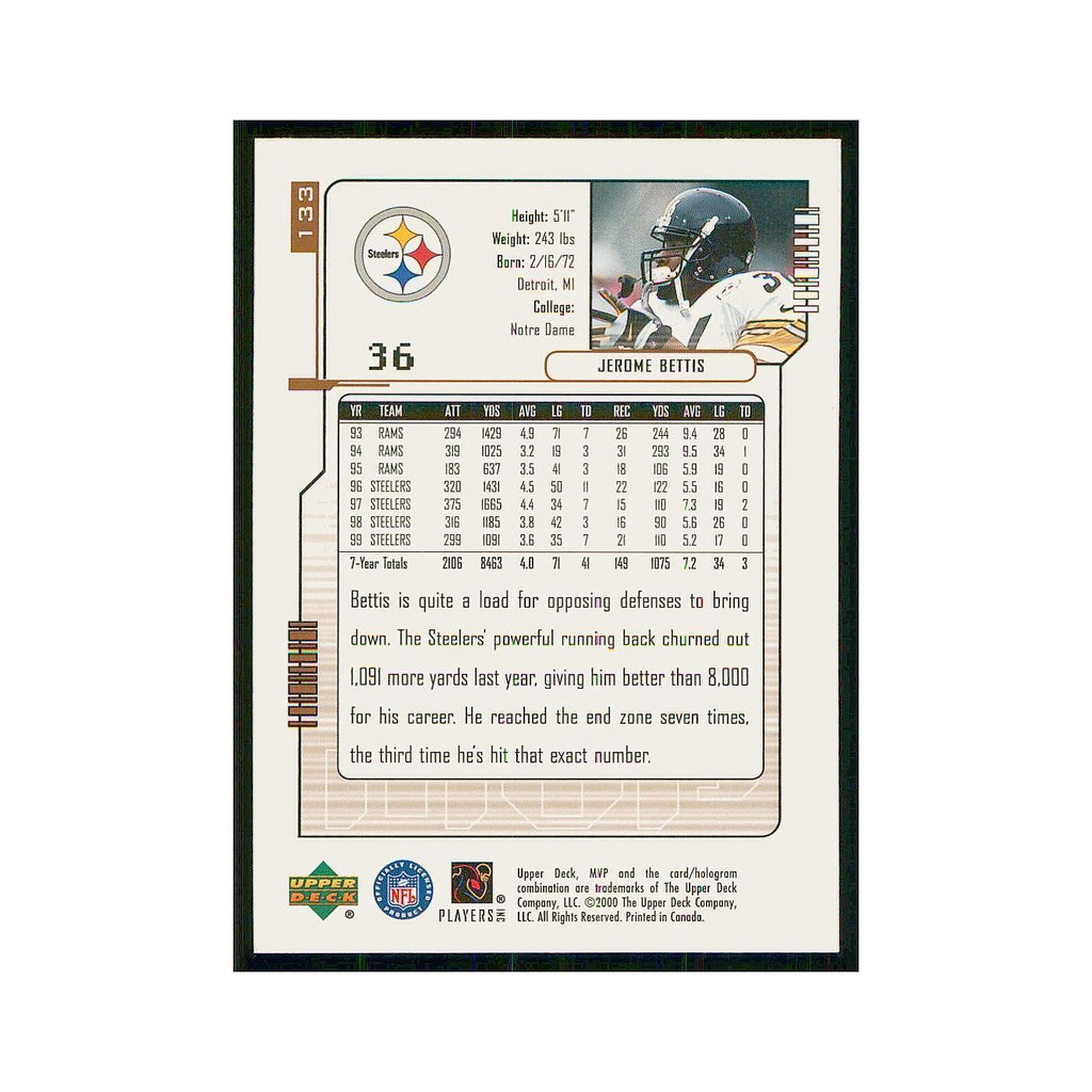 2000 Upper Deck MVP Jerome Bettis Steelers #133