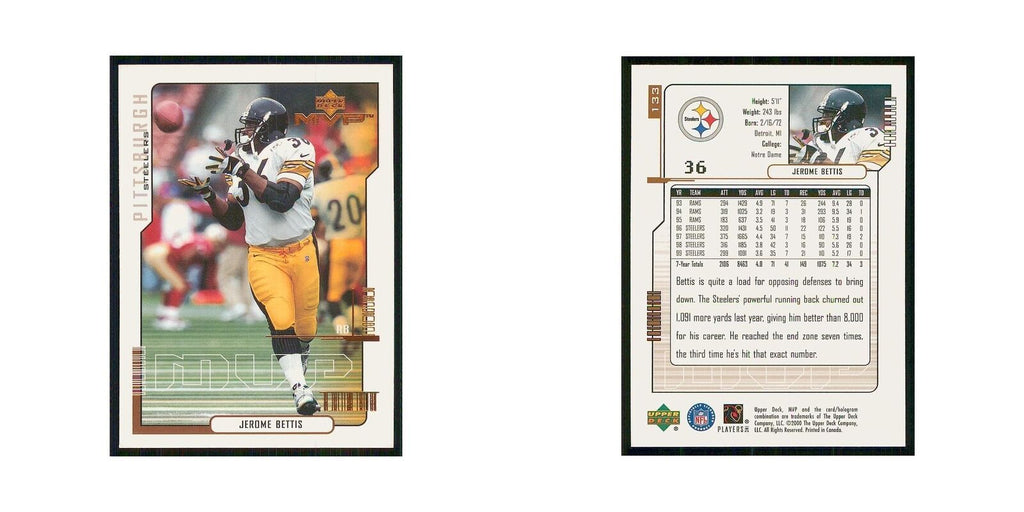 2000 Upper Deck MVP Jerome Bettis Steelers #133