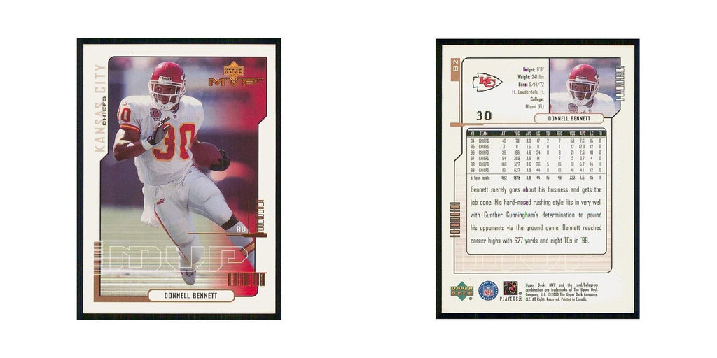 2000 Upper Deck MVP Donnell Bennett Chiefs #82