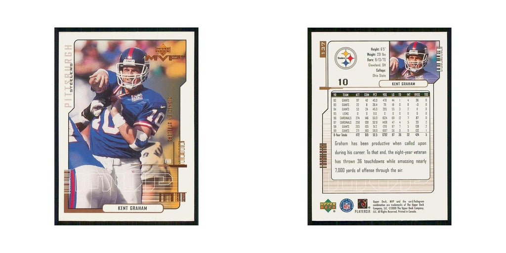 2000 Upper Deck MVP Kent Graham Steelers #137