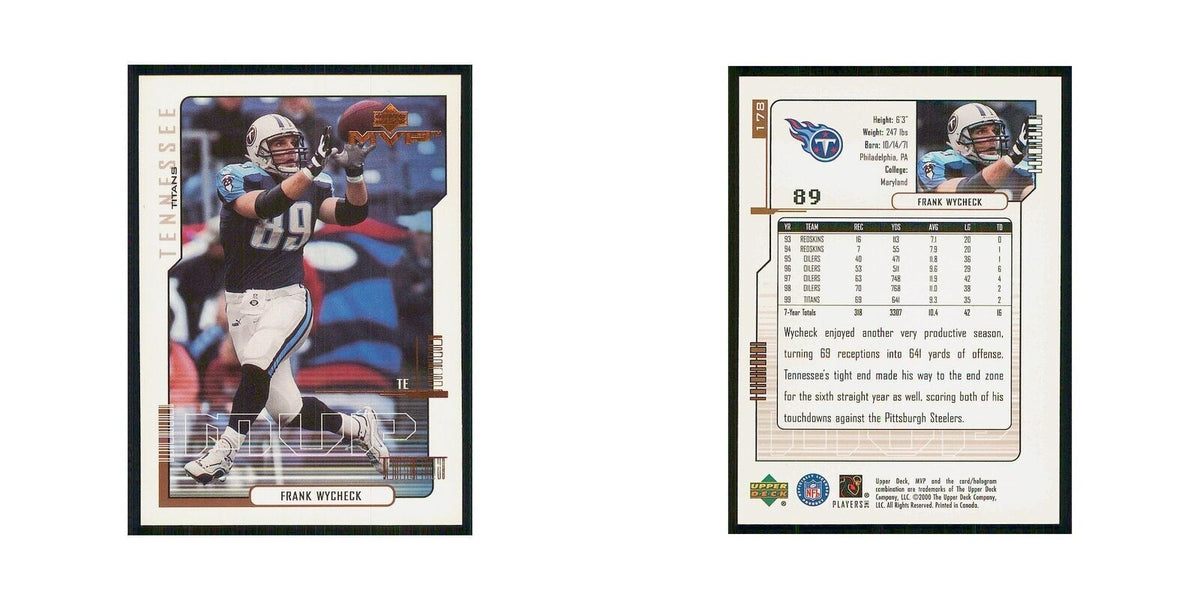2000 Upper Deck MVP Frank Wycheck Titans #178