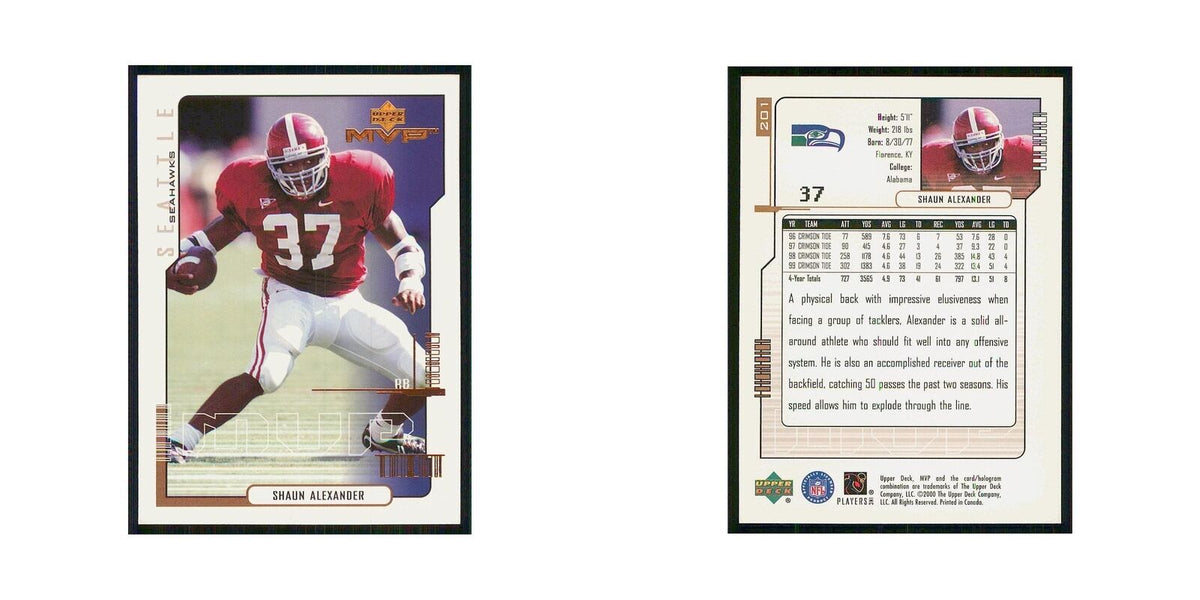 2000 Upper Deck MVP Shaun Alexander RC Seahawks #201