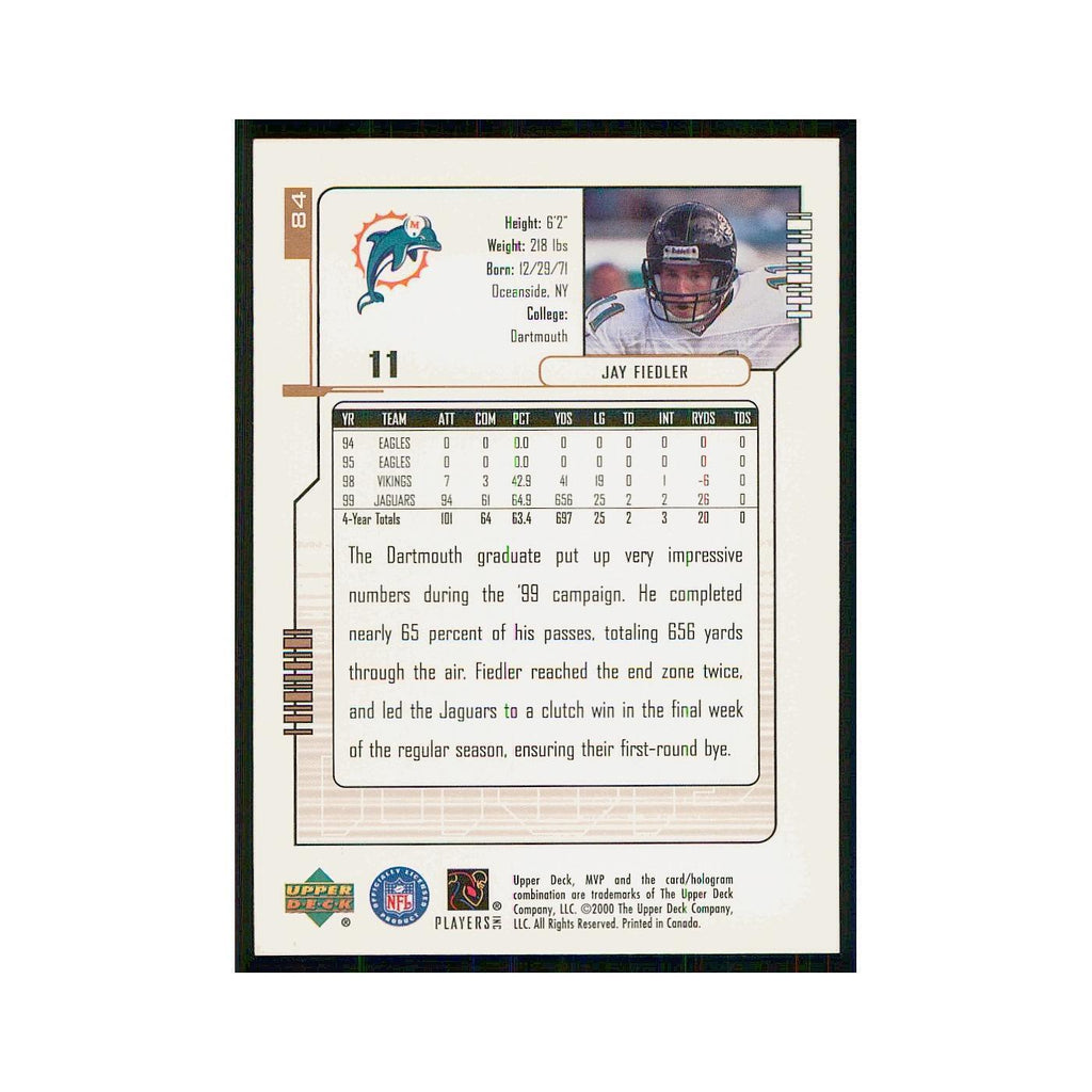 2000 Upper Deck MVP Jay Fiedler Dolphins #84